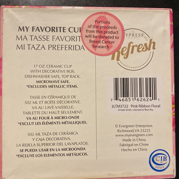 Pink 17oz Ceramic Cup w/Decorative Box (Breast Cancer Awareness Cup) - Picture 4 of 4